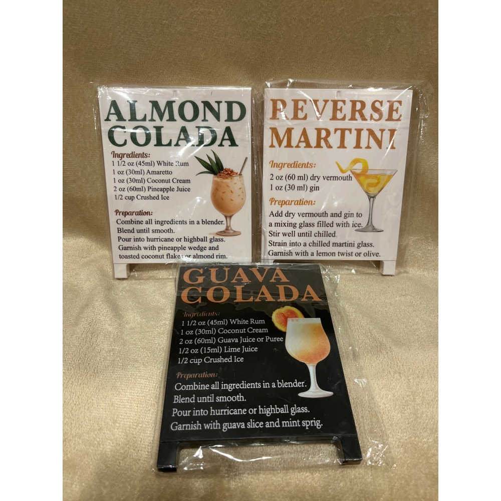 Set of 3 Cocktail Recipe Miniature A-Frame Signs 6" x 4.5"